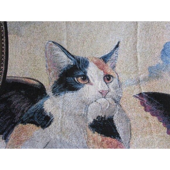 New Cherub Cats Woven Afghan Throw Blanket Raphael Tapestry Sistine Angels LARGE - Picture 3 of 5
